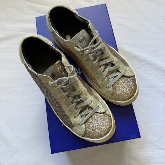 P448 John glitter sneaker, fur heel, size 38, good condition, Italian made - Picture 2 of 7
